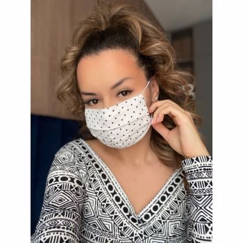 Set 2 Masti Protectie Reutilizabile albe cu buline