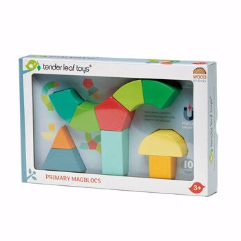 Joc de construit magnetic Primary, din lemn, 10 piese