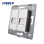 Priza dubla telefon + internet Livolo Argintiu c7-1tc-15