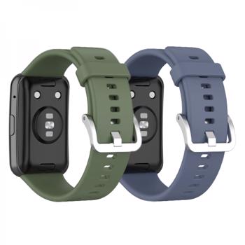 Set 2 curele din silicon pentru smartwatch Huawei Watch Fit khaki albastru
