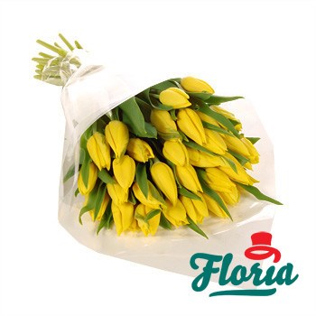 Buchet de 55 lalele galbene