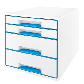 Cabinet cu sertare, 4 sertare, albastru, LEITZ WOW