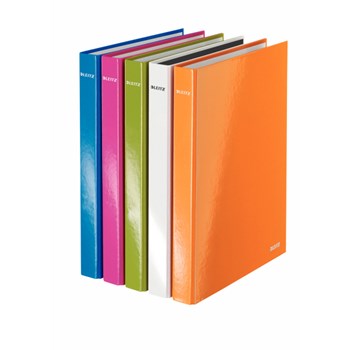 Caiet mecanic, A4, 4 inele DR, inel 25mm, carton laminat, alb metalizat, LEITZ Wow