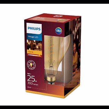 Philips Bec LED 5W (25W) classic-giant E27 A160 GOLD ND, flacără, fără intensitate variabilă, temperatura culoare 2000K