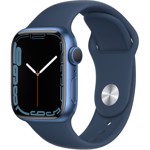 Smartwatch Apple Watch S7 GPS, Retina LTPO OLED, Bluetooth, Wi-Fi, Bratara Silicon 41mm, Carcasa Aluminiu, Rezistent la apa (Albastru)