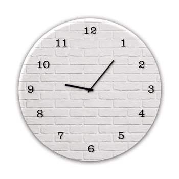 Ceas de perete Styler Glassclock White Brick, ⌀ 30 cm
