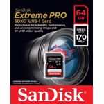 Card memorie Sandisk Extreme Pro SDXC, 64GB, Clasa 10, U3