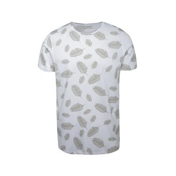 Tricou alb Jack & Jones Leaf cu imprimeu in contrast