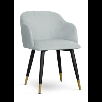 Scaun tapitat cu stofa, cu picioare metalice Danez Argintiu / Negru / Auriu, l56xA60xH80 cm