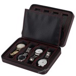 Caseta Transport Ceasuri 8 Spatii Carbon,Inchidere cu fermoar