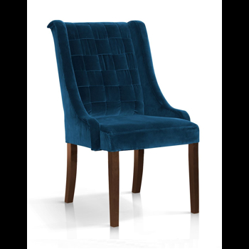 Scaun tapitat cu stofa, cu picioare din lemn Prince Bleumarin / Nuc, l55xA70xH105 cm