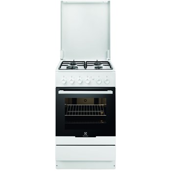 Aragaz Electrolux EKG51151OW, Gaz, 4 Arzatoare, Aprindere electrica, Grill, 50 cm, Alb