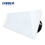 Intrerupator cu touch simplu+simplu+dublu LIVOLO din sticla Alb vl-c701/701/702-11