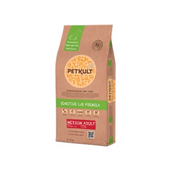 Hrana uscata pentru caini Petkult Sensitive, Medium Adult, Miel & Orez, 12 kg