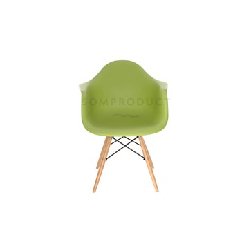 Scaun din plastic cu picioare din lemn Tingo Green, l62xA46xH83 cm