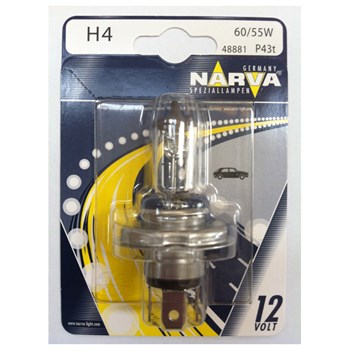 Bec auto far halogen NARVA 488814000, H4 standard, 12V, 60/65W, P43t, blister 1 bucata