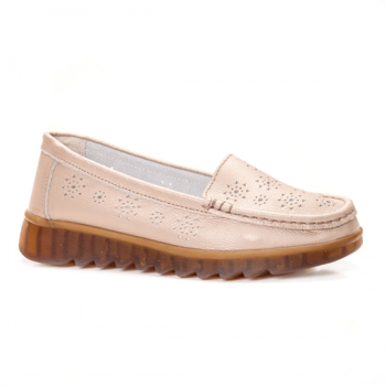 Mocasini dama piele naturala champagne Viveca -rl