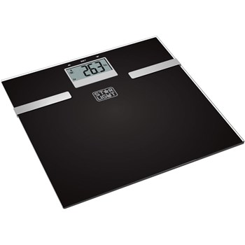 Cantar corporal de diagnostic , 150 kg, functie BMI, Sticla, Negru/Inox