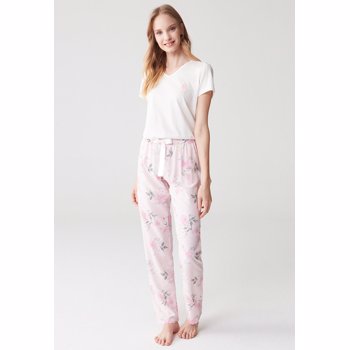 Pijama scurta cu imprimeu floral si decolteu in V