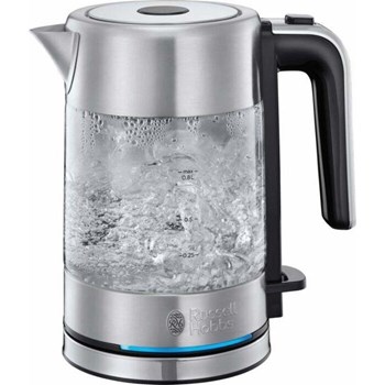 Fierbator Russell Hobbs Compact Home Glass 24191-70, 2200 W, 0.8 L, Sticla, Design compact, Inox