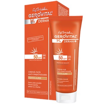 Cremă față anti-îmbătrânire SPF 50 - tentă aurie