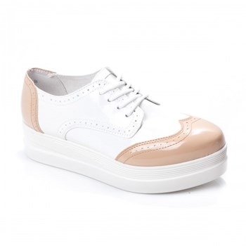 Pantofi dama Piele Nilda alb-camel casual