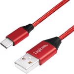 Cablu LogiLink USB Type-A - USB type-C T-T 1m Rosu cu0148