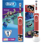 Periuta de dinti electrica Oral-B Vitality Pixar pentru copii 7600 oscilatii/min, Curatare 2D, 2 programe, 1 capat, 4 stickere incluse, Trusa de calatorie, Rosu