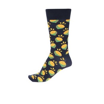 Sosete bleumarin pentru barbati Happy Socks Lime cu imprimeu
