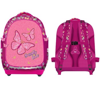 Ghiozdan Butterfly Love Yollo, clasele 1-4, forma anatomica, inchidere fermoar, S-Cool