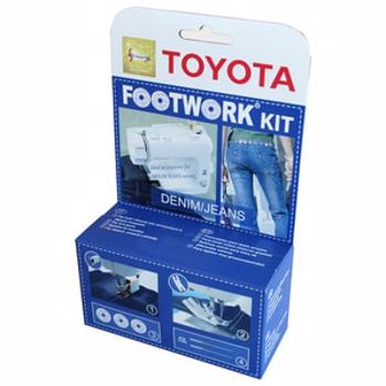 Set accesorii TOYOTA Kit Denim: piciorus presor mobil cu pasi + suport jeans + 3 suveici + 2 x 100 ace