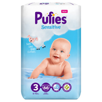 Scutece / Scutece Pufies Sensitive Nr 3, 6 - 10 Kg, 66 buc