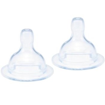 Set tetine de silicon cu flux mediu, 2 buc BebeduE 57028