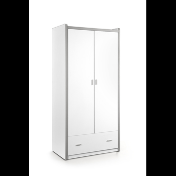 Dulap din pal si metal cu 2 usi si 1 sertar, pentru copii Bonny Alb, l96,5xA60xH202 cm