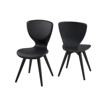 Set 2 scaune din lemn tapitate Gongli All Black