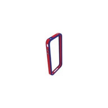 Husa Blautel BLTBUTPRA Bumper cu folie protectie pentru iPhone 4/4S (Rosu/Albastru)