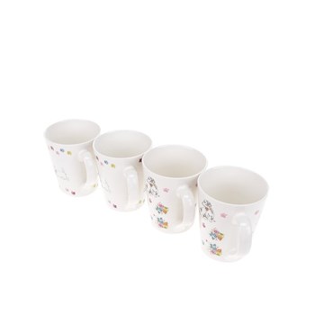 Set cu 4 cani crem din portelan Cooksmart cu print grafic