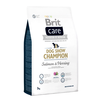 BRIT Care Dog Show Champion, Somon, hrană uscată câini, piele și blană, 3kg