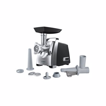Masina de tocat carne Bosch MFW67450, 2000 W, 3.5 kg/min, suc rosii/palnie carnati/kebbe (Negru/Inox)