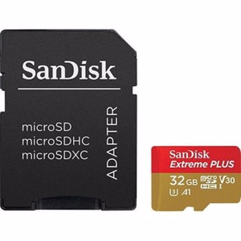 Card de memorie SANDISK Extreme Plus, microSDHC, 32GB, 95MB/s, clasa 10 V30, adaptor