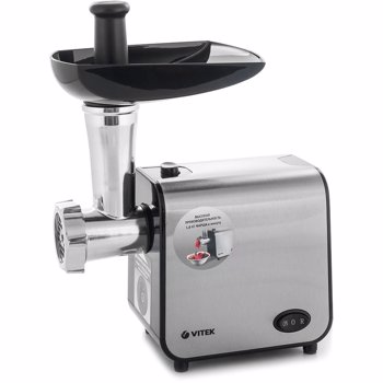 Masina de tocat carne VITEK VT-3631, 2000 W, 1.8 kg/min, 2 discuri performate, auto-reverse, Negru/inox