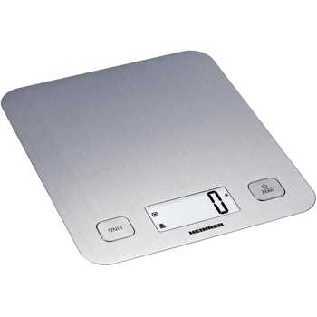 Cantar de bucatarie Heinner HKS-5IX, 5 Kg, tara, functie cantarire lichide, display lcd, inox