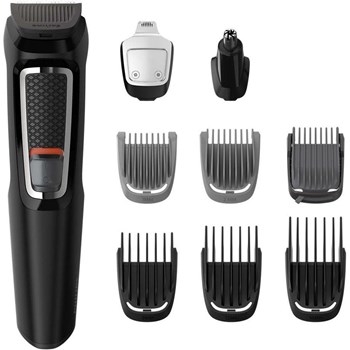 Philips Aparat de tuns barba si parul 9 in 1 MG3740/15, lame cu ascutire automata, acumulator, 6 piepteni pentru tunderea parului de pe fata si cap, negru