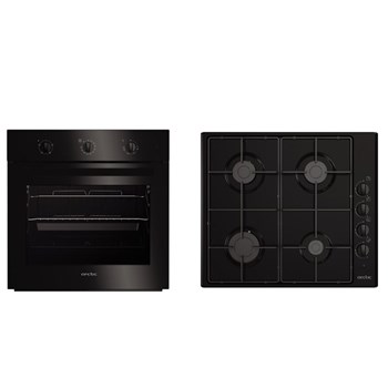 Pachet Cuptor incorporabil Arctic AROSC21130BD 71 l, 4 functii, AquaDropClean, Timer + Plita incorporabila, Gaz, 4 Arzatoare, 60 cm (Negru)