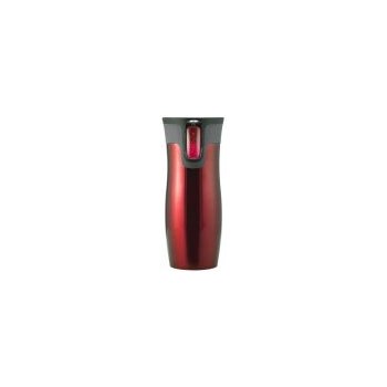 Termos din otel inoxidabil cu pereti dubli si sistem de autoblocare Contigo West Loop, Red, 470 ml