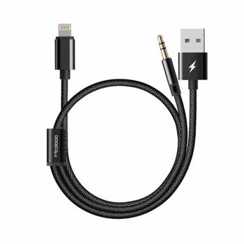 Adaptor Mcdodo Cablu 2 in 1 Lightning la Jack 3.5 si USB Negru ca-3461