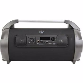 Boxa portabila PNI BoomBox BT240 stereo, 24W, cu Bluetooth, USB, slot card micro SD, radio FM, aux-in 3.5mm, functie karaoke, microfon cu fir, baterie reincarcabila, lumini led RGB, cablu USB si adaptor alimentare inclus