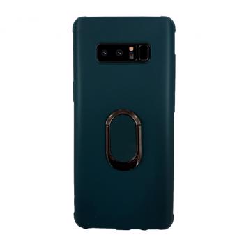 Husa de protectie cu stand metalic si inel pentru suport magnetic Samsung Galaxy Note 8 albastru