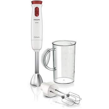 Mixer vertical Philips Pro Mix HR1626/00, 650 W, 2 Viteze + Functie Turbo, 1.2 l, Alb/Rosu