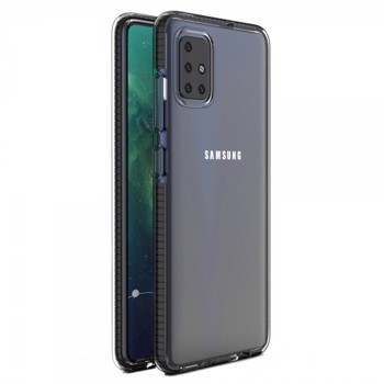 Husa Spate Upzz Spring Samsung Galaxy A51, Silicon 1mm ,rezistenta La Socuri ,transparenta Cu Margine Neagra